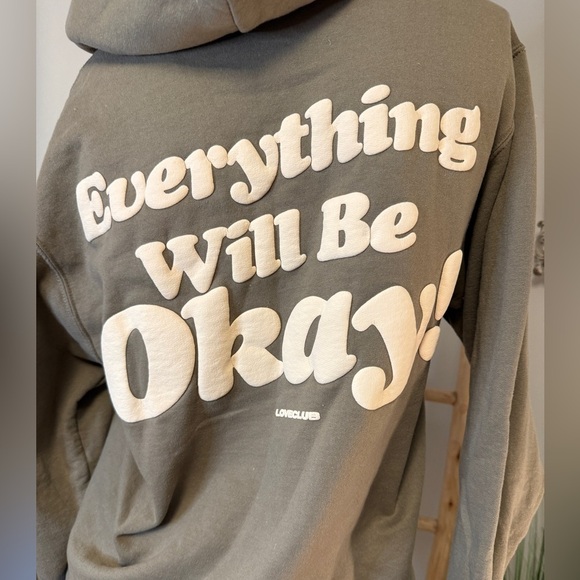 Love Club Olive Hoodie CONTINUE TO LOVE SIZE MEDIUM - Picture 2 of 8